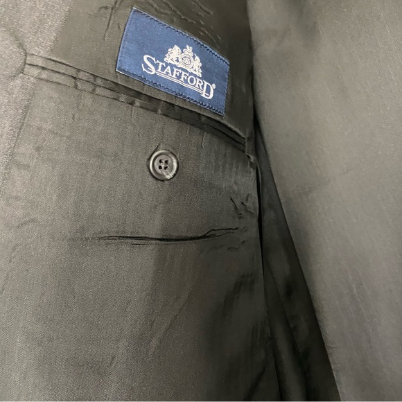 Stafford Blazer Men’s Dark Gray Two Button Wool Sport Jacket EUC - Picture 7 of 13